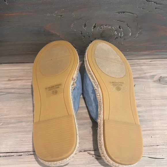 Blue Suede Espadrille Slip On Mules - Picture 6 of 6